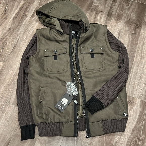 🔥🔥AMERICAN STITCH Men's Green Textured Full-zip Jacket - Picture 2 of 10